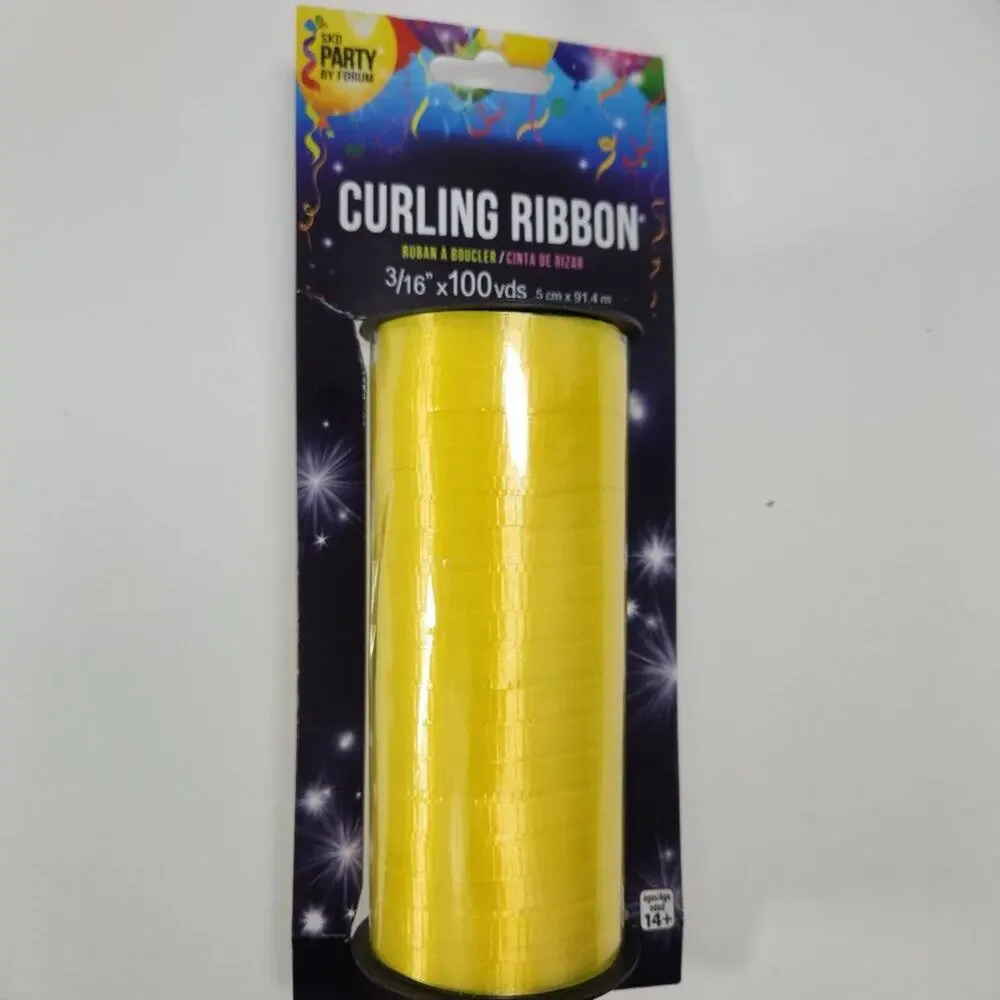 Lot of 5 Curling Ribbon Spools Rolls 3/16 in New Partial Pink Blue Yellow White